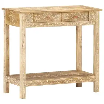 MANGO WOOD CONSOLE TABLE WITH 2 DRAWERS IN EMBOSE PAINTING (KD) - popular handicrafts