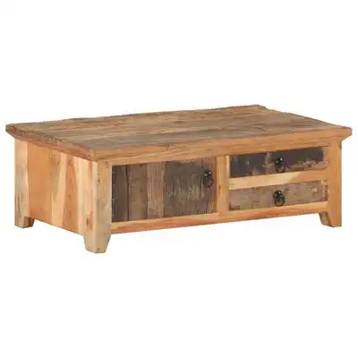ACACIA WOOD & SLEEPER FITTED COFFEE TABLE WITH 1 DOOR & 2 DRAWERS - popular handicrafts