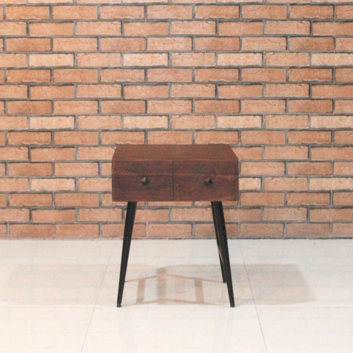Acacia Wood & Iron Side Table with 1 Drawers (KD) - popular handicrafts