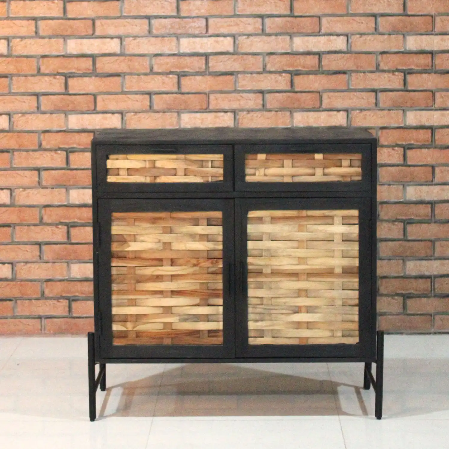 Wooden Strips Pattern Side Board with 2 Doors & 2 Drawers  KD - popular handicrafts