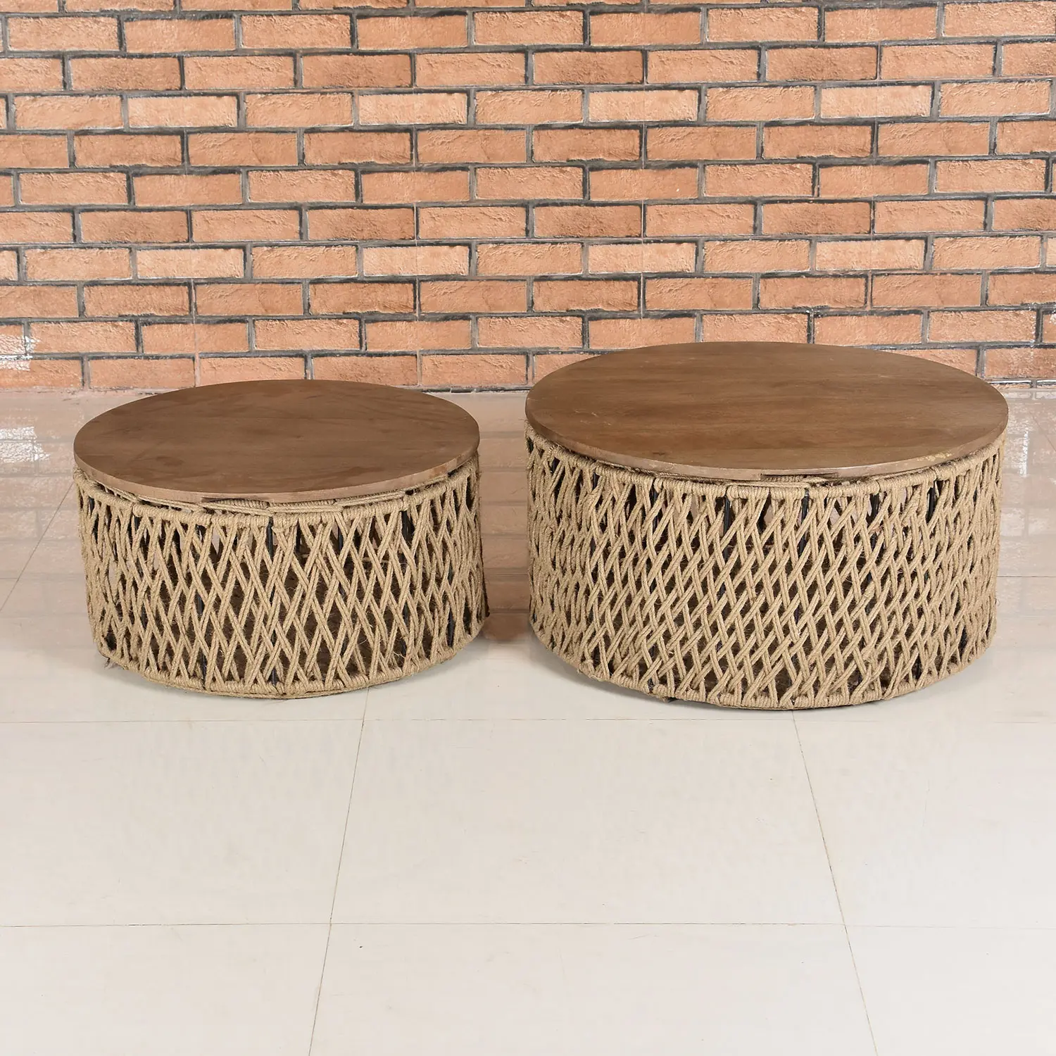Knit Round Coffee Table with Storage Big - popular handicrafts