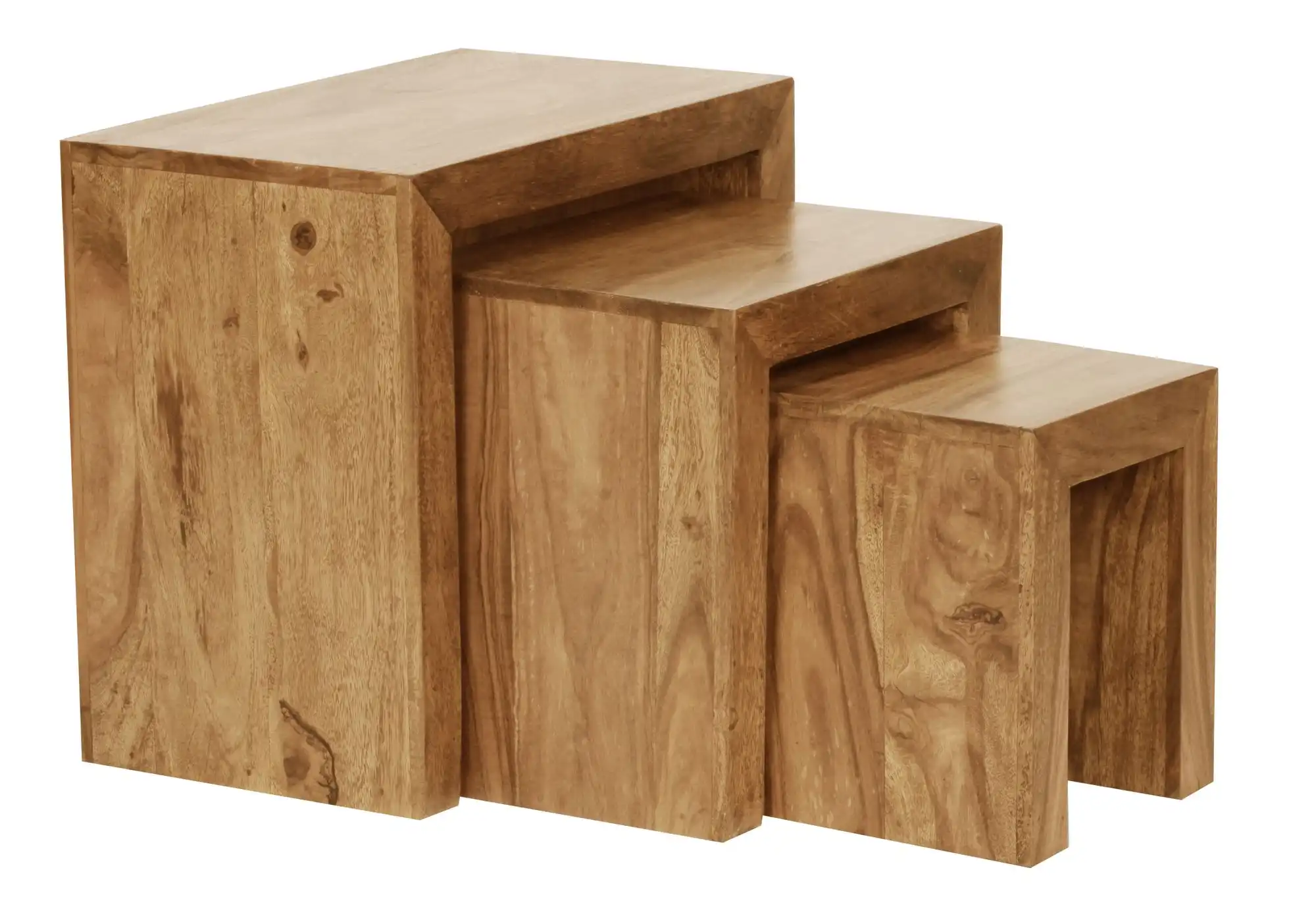 Acacia Wood MUMBAI Nesting Side Table - Set of 3 - popular handicrafts
