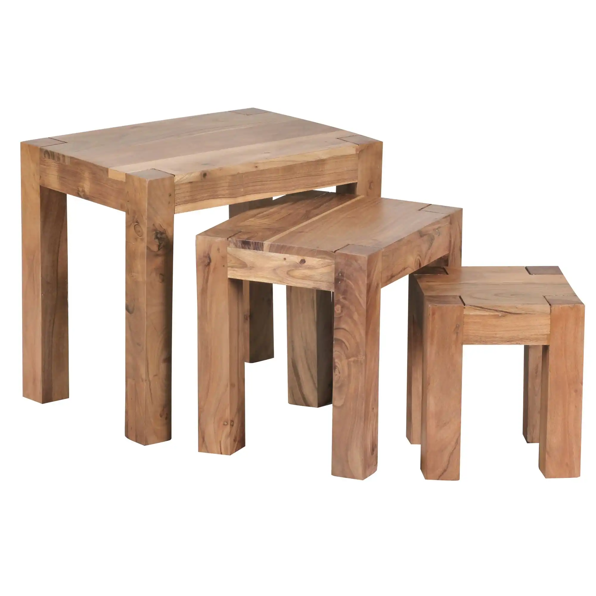 Acacia Wood MUMBAI Nesting Side Table - Set of 3 (KD) - popular handicrafts