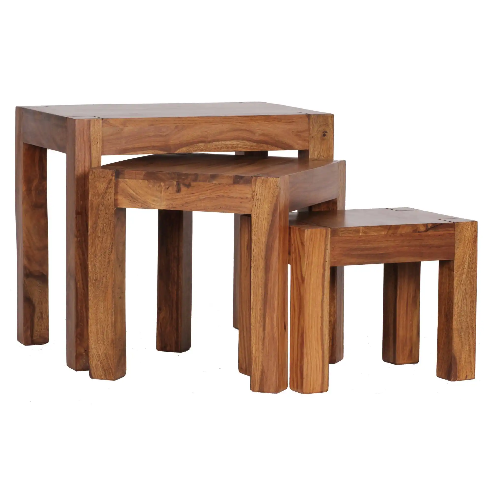 Sheesham  Wood Nesting Side Table - Set of 3 (KD) - popular handicrafts