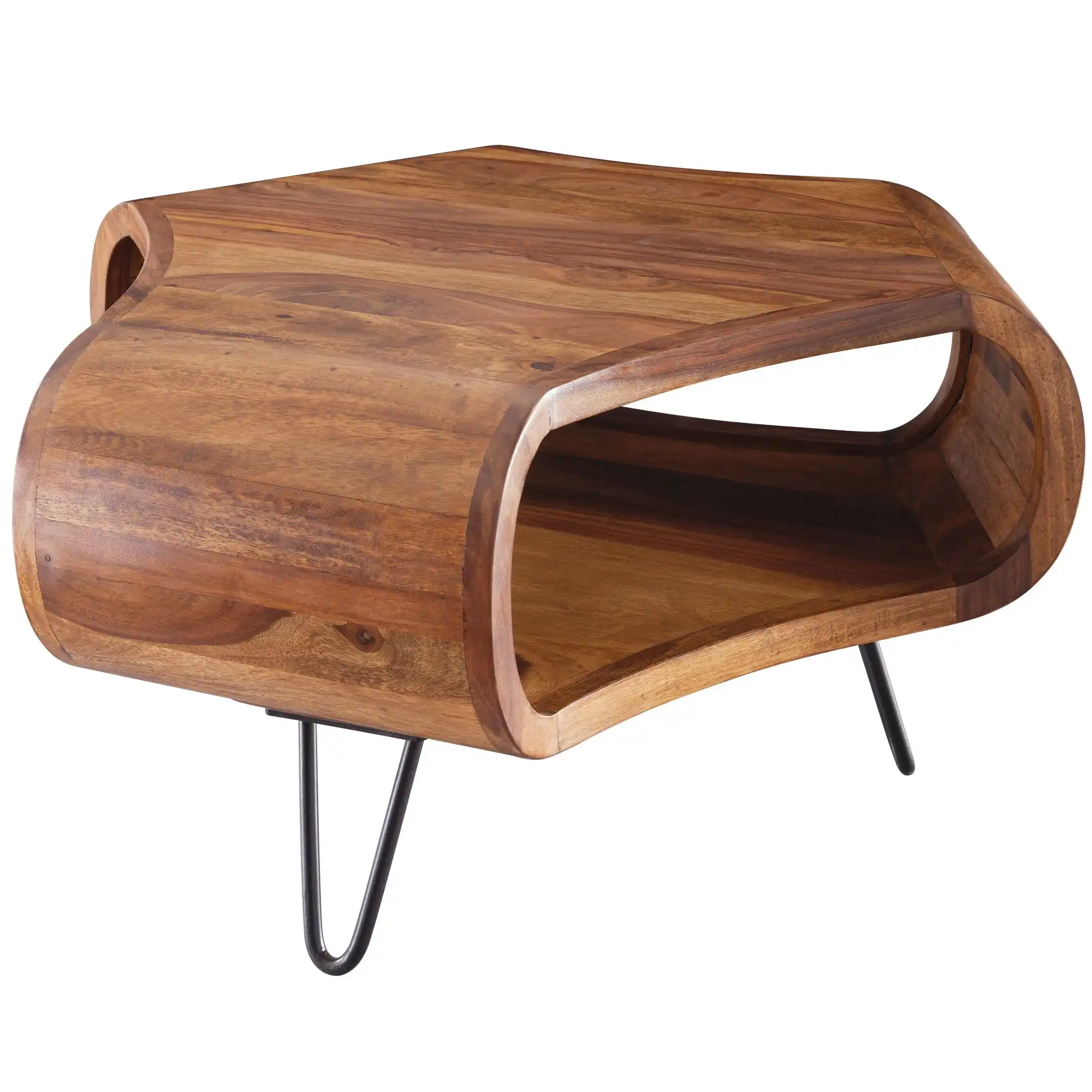 Sheesham Wood Mercury Coffee Table with Iron Hairpin Legs (KD) - popular handicrafts